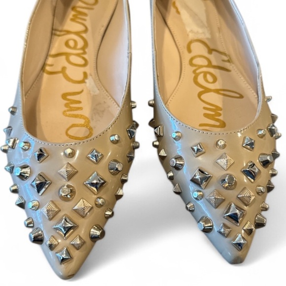 Sam Edelman Savannah Beige Studded Skimmer Pointed Toe Flats Size 7.5 - Picture 6 of 15